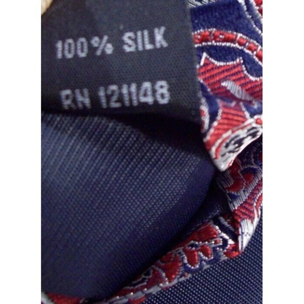 Men's Izod Paisley Silk Neck Tie, Navy,‎ Red, Silver